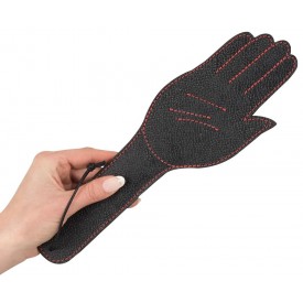 Чёрная шлёпалка Slapper Hand в виде ладошки с контрастной строчкой - 30 см.