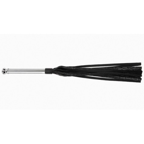 Черная многохвостая плеть с металлической ручкой - 44 см.