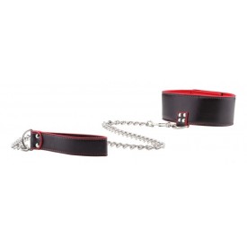 Чёрно-красный двусторонний ошейник с поводком Reversible Collar with Leash