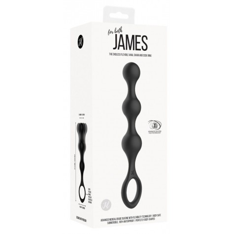 Черная насадка на пенис для двойной стимуляции James - 21 см.