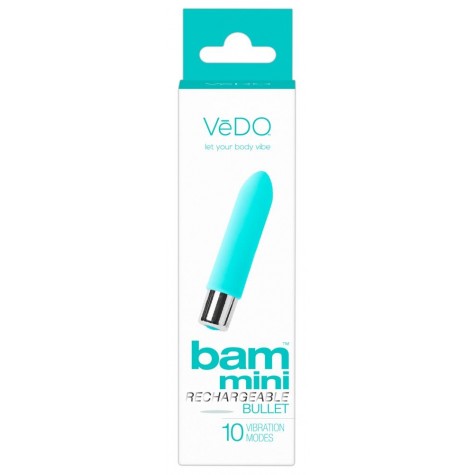 Бирюзовая вибропуля VeDO Bam Mini - 9,5 см.
